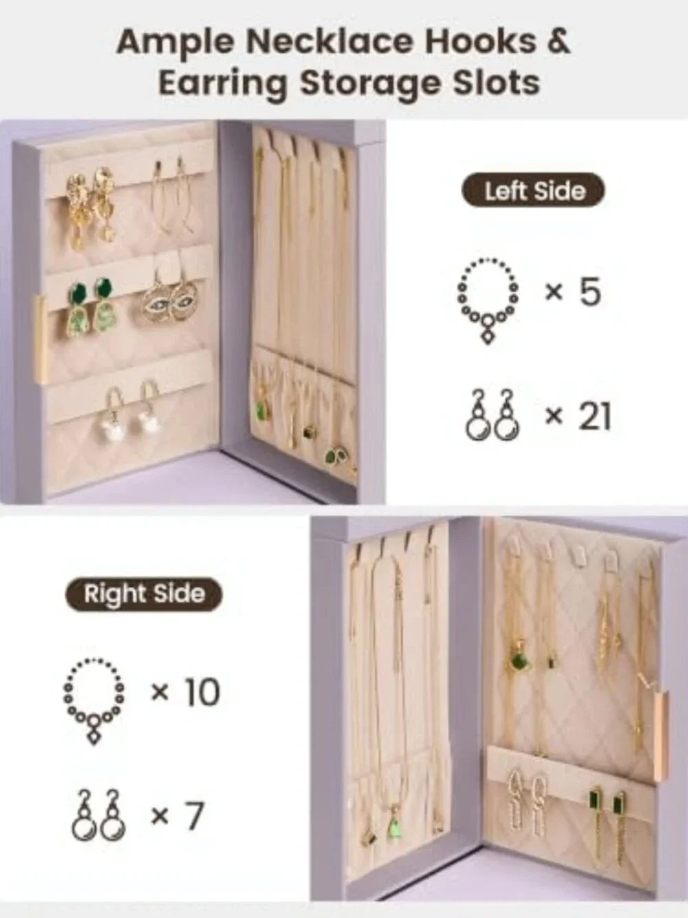 Large 6-Layer Jewelry Organizer Box with 5 Drawers - Stylish Purple Storage